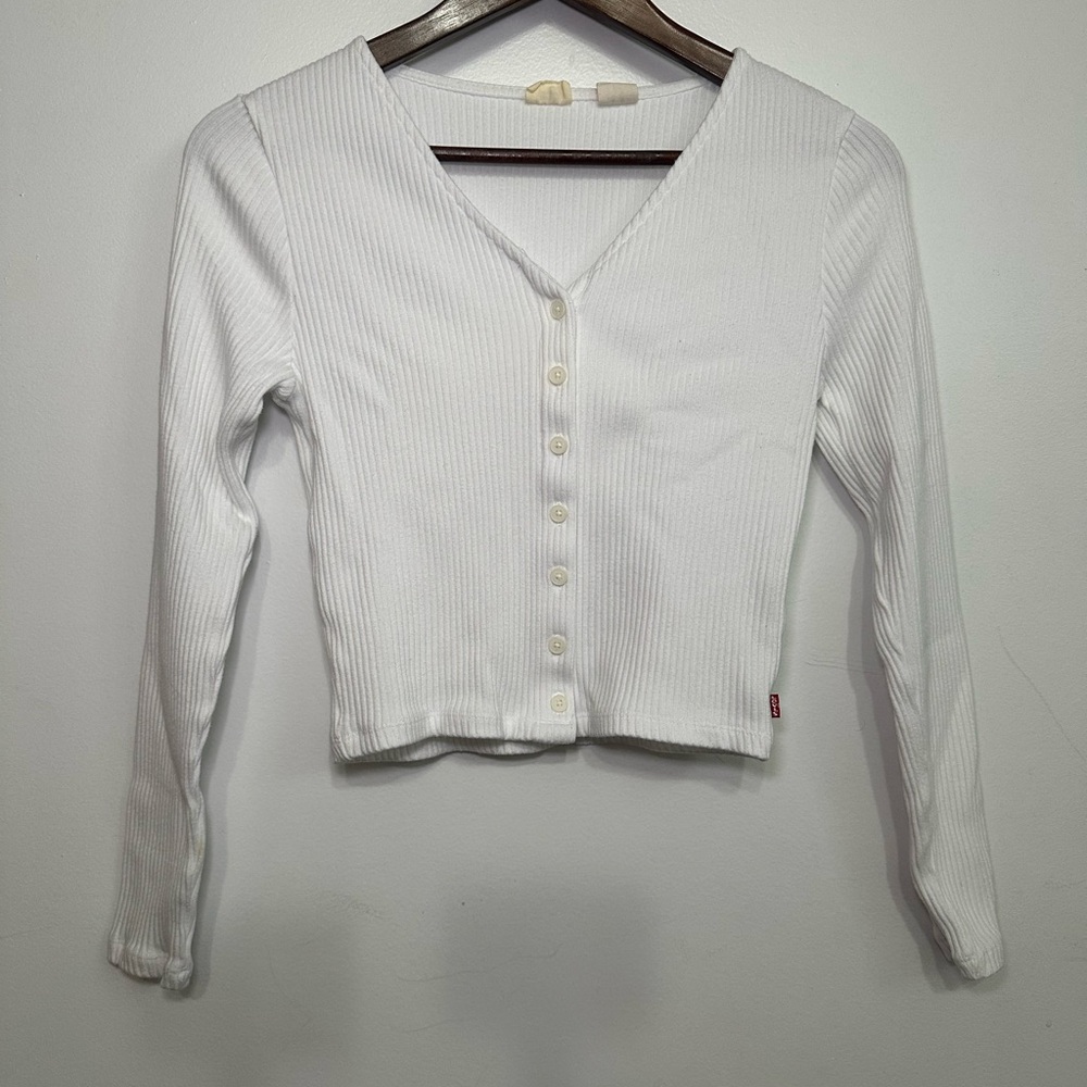 Levi’s White Ribbed Button-Up Women's Top